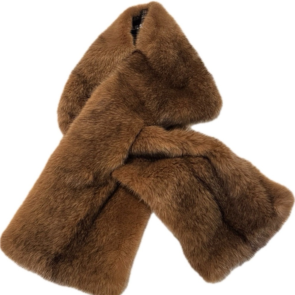 Luxurious Camel Brown and black cross dye mink Fur pullthrough scarf neckwarmer